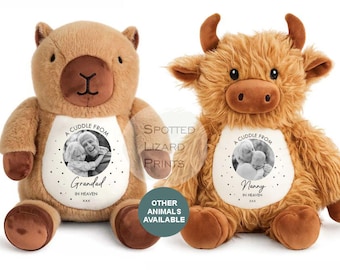 Memory Soft Toy - A Cuddle From Heaven - Memory Gift - Memorial Photo Gift Bereavement Loss of Loved One - Sympathy - Grandparent in Heaven