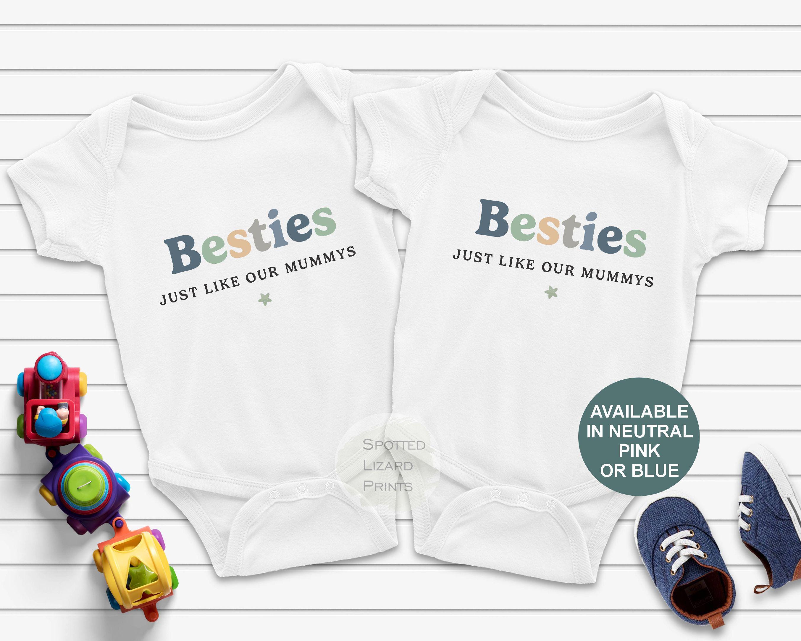 Besties Just like our Mums, Baby Vests, Sleepsuit or T-shirt, Best Friends Top. Besties forever, baby friends