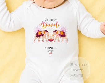Personalised My First Diwali - Diwali Baby Vest or Sleepsuit - Happy Diwali Gift - My First Diwali Gift Babygrow , Diwali Sleepsuit