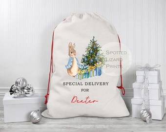 Saco navideño infantil personalizado, saco de Papá Noel con nombre, bolsa de regalo navideña grande o pequeña, saco de regalo de Nochebuena para niños, bolsa de Papá Noel con nombre