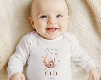 Conjunto personalizado para bebé "Mi primer Eid Mubarak" / Pijama/mono con nombre personalizado para el primer Eid / Regalo para bebé del primer Eid / Ropa islámica para bebé / Eid