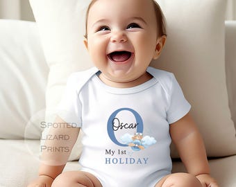 Personalised My First Holiday Outfit | Baby Travel Outfit with Name | First Holiday Baby Grow | Kids Airport Outfit | Holiday Keepsake
