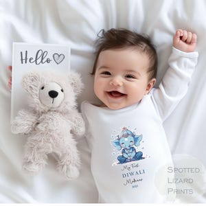 Mi primer Diwali personalizado para bebé - Pijama para el primer Diwali - Regalo para el primer Diwali - Celebración hindú sij del Festival de la Luz - Conjunto para bebé de Diwali