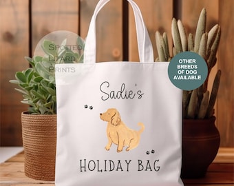 Personalised Dog Tote Bag, Custom Dog Travel Bag, Dog Holiday Bag, Pet Toy Storage Bag, Dog Mum Gift, Puppy Essentials Tote