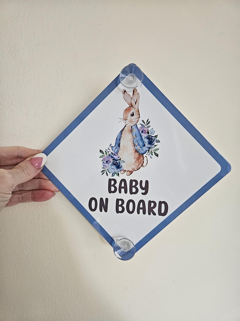 Peter Rabbit Ideas Peter Rabbit Baby on Board Car Sign, Baby in Car Sign, Suction Cup ...