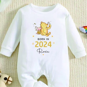 Born in 2024 Baby Vest, Baby Rompersuit- New baby arrival Vest, Rompersuit - Winnie the Pooh