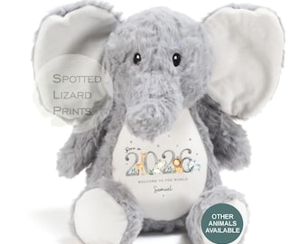 Personalised Baby Soft Toy Born in 2026 | Custom Name Plush Teddy | New Baby Gift | Baby Shower Gift | Baby Girl Boy Keepsake | Welcome