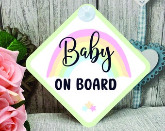 Rainbow Baby on Board Car sign, Rainbow Sign, Birthday Gift, Baby on Board Car Sign, Rainbow Baby, Car sign, New Mum Gift, Baby Sign