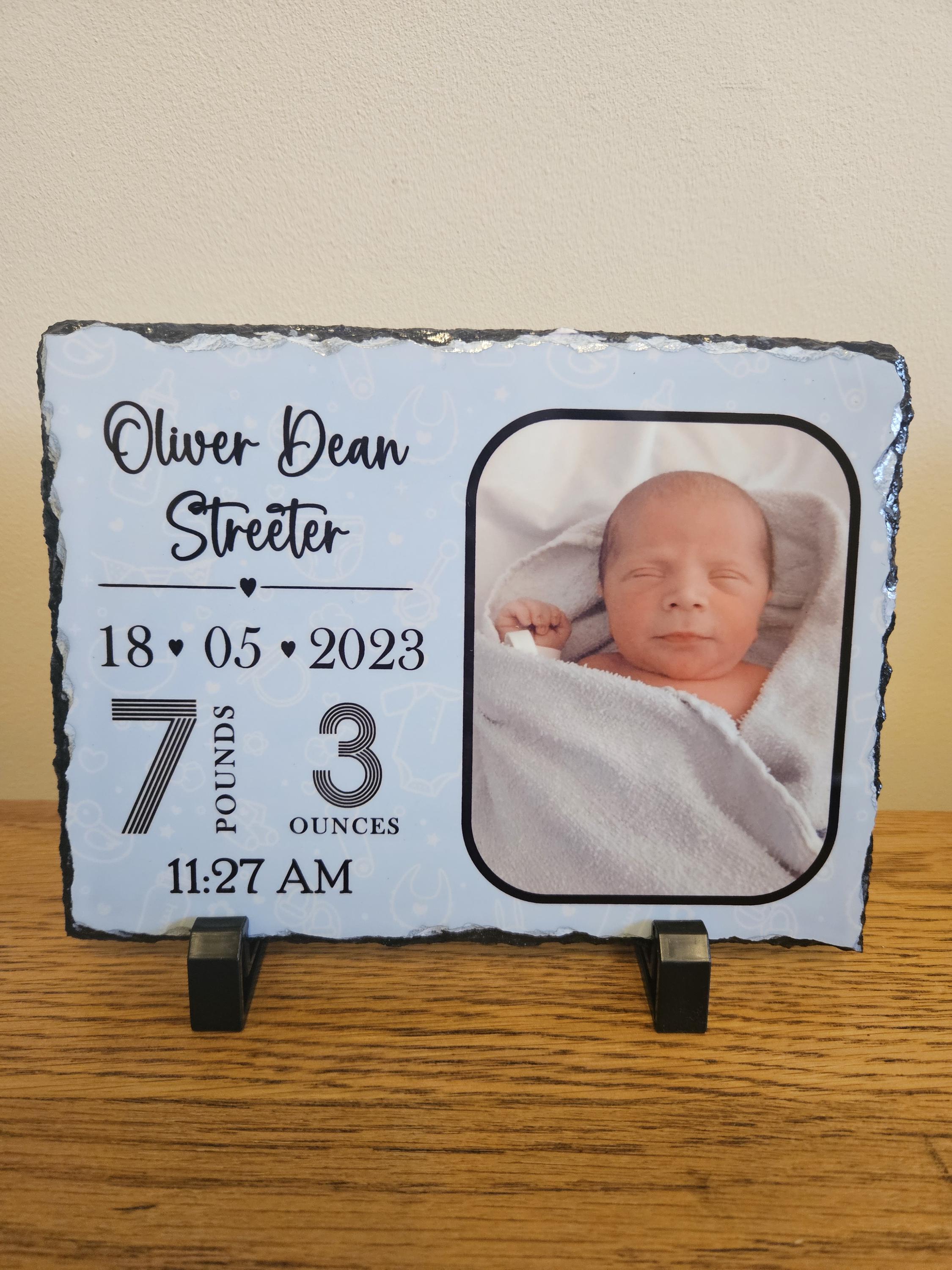Personalised Baby Photo Slate With Birth Details, New Baby Gift for Mum ...