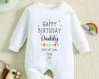 Happy Birthday DADDY Baby Girl / Boy Outfit (First Birthday 1st Birthday Mummy, Nanny, Grandad Birthday l New Dad Gift | Love My Mum)