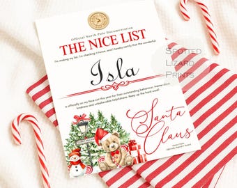 Personalised Santa Nice List Certificate, Letter From Santa, Christmas Eve Box Filler, Official Nice List, Personalised Christmas Gift