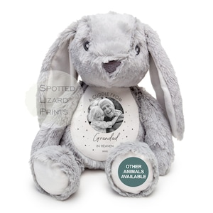 Memory Soft Toy - Een knuffel uit de hemel - Herinneringscadeau - Gedenkteken Fotocadeau Sterfgeval verlies van een geliefde - Sympathie - Grootouder in de hemel