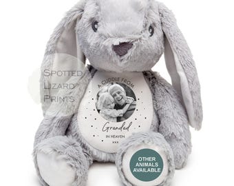 Peluche de memoria - Un abrazo del cielo - Regalo de recuerdo - Regalo fotográfico conmemorativo por duelo, pérdida de un ser querido - Condolencias - Abuelo en el cielo