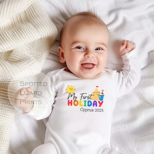 My first Holiday - Personalised Baby Vest - Personalised Babygrow - Personalised Holiday Gifts - Travel - Holiday souvenir - Holiday