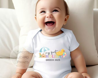 Personalised My First Holiday Outfit | Baby Travel Outfit with Name | First Holiday Baby Grow | Kids Airport Outfit | Holiday Keepsake