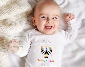 My First Hanukkah Personalised Baby - First Hanukkah sleepsuit - 1st Hanukkah Gift - Jewish Holiday Celebration - Chanukah Gift Baby Outfit