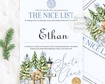 Personalised Santa Nice List Certificate, Letter From Santa, Christmas Eve Box Filler, Official Nice List, Personalised Christmas Gift