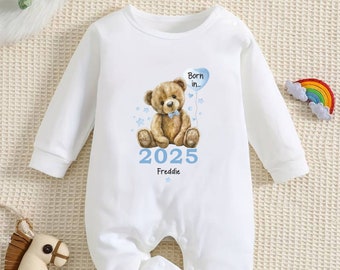 Né en 2025 Gilet, Combi-short pour bébé - Arrivée d'un nouveau-né Gilet, Combi-short - Ours en peluche