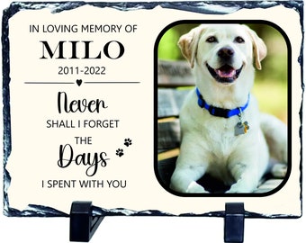 Personalised Pet Memorial Photo Slate UK | Custom Dog & Cat Remembrance Plaque with Photo | Pet Loss Gift | Sympathy Keepsake Stone