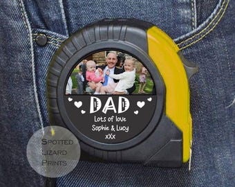 Gepersonaliseerde meetlint cadeau VK, vaderdagcadeau voor papa, aangepast gereedschapscadeau voor hem, opa cadeau DIY, bouwer klusjesman aanwezig
