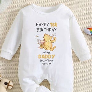 Happy Birthday Daddy Babygrow - Personalisierte Babyweste - Alles Gute zum Geburtstag Daddy - Geburtstagsnachricht - Happy Birthday Dad - Geburtstagswünsche