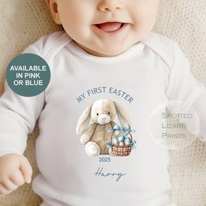 Personalised My First Easter Baby Boy Vest, Sleepsuit or T-shirt,  First Easter 1st Easter - Easter