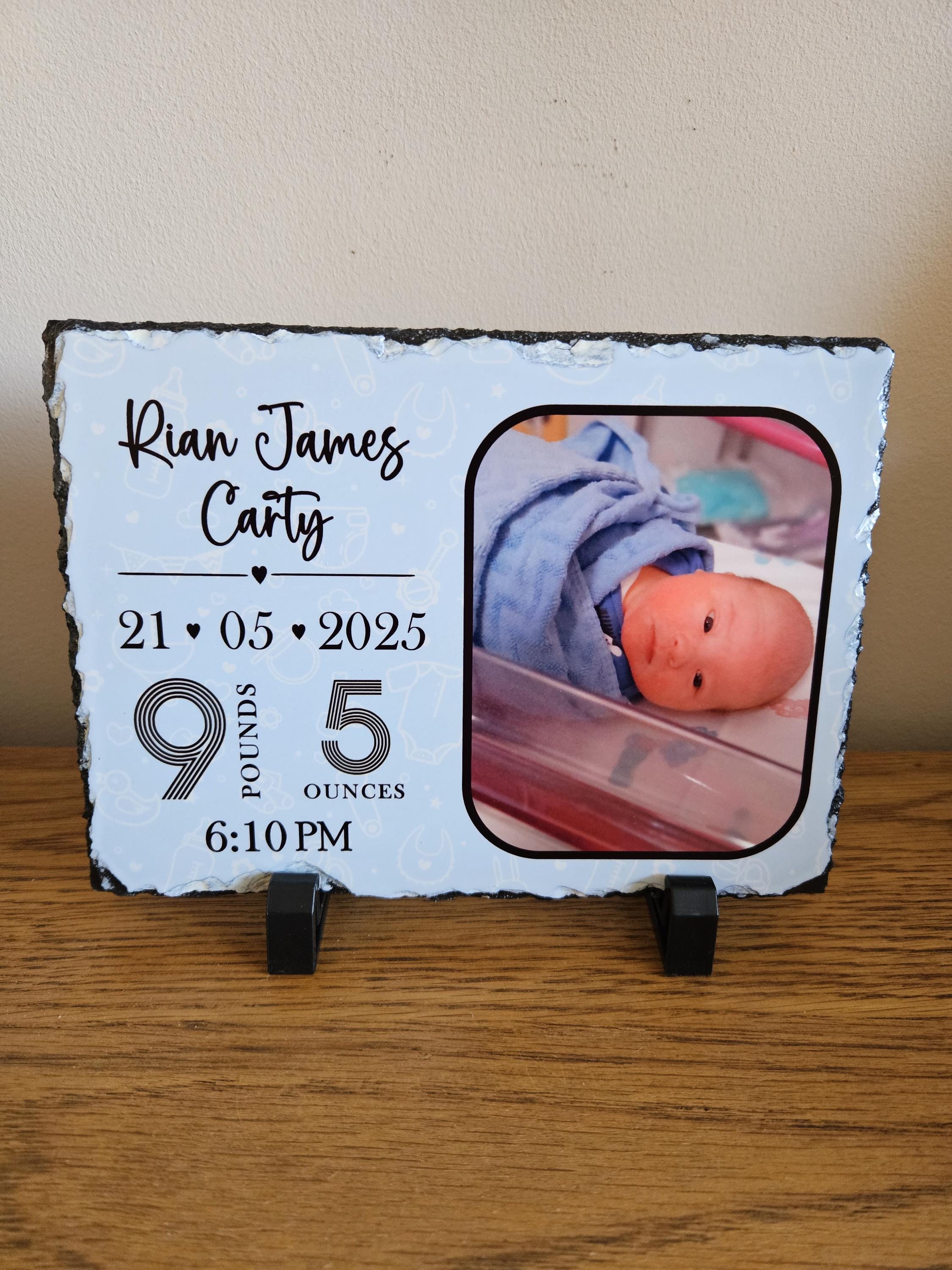 Personalised Baby Photo Slate With Birth Details, New Baby Gift for Mum ...