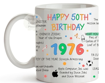 Nascido em 1976 Fatos - Em 1976 - Caneca de 50º aniversário - Presente exclusivo para 50º aniversário - 50 canecas de lembrança para ele, ela, amigo, filho, filha