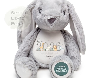 Personalised Born in 2026 Soft Toy Name, Welcome to the World - Baby Shower - Baby Gift - Baby Girl Baby Boy - Higgle Bears