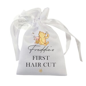 Personalised Winnie the Pooh Baby Keepsake Bags | Hospital Tag Cord Clip First Tooth First Haircut Bag | New Baby Memory Gift | Baby Shower