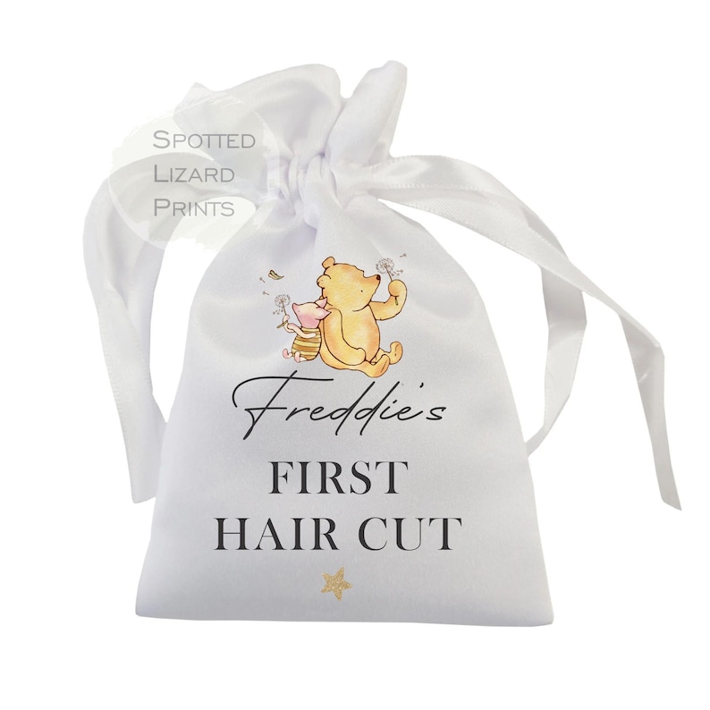 Personalised Winnie the Pooh Baby Keepsake Bags | Hospital Tag Cord Clip First Tooth First Haircut Bag | New Baby Memory Gift | Baby Shower