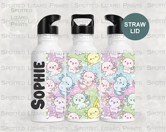 Personalised Kids Water Bottle with Name, 600ml Stainless Steel School Drinks Bottle, Childrens Bottle with Straw, Nursery School Gift