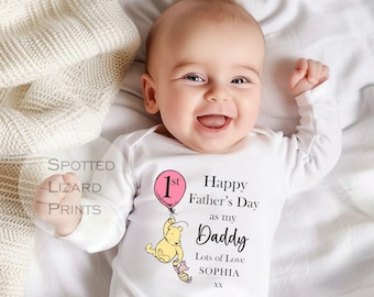 Personalised First Fathers Day Baby Outfit UK, Our First Fathers Day Babygrow, Daddy Gift From Baby, Custom Baby Vest Romper, New Dad Gift