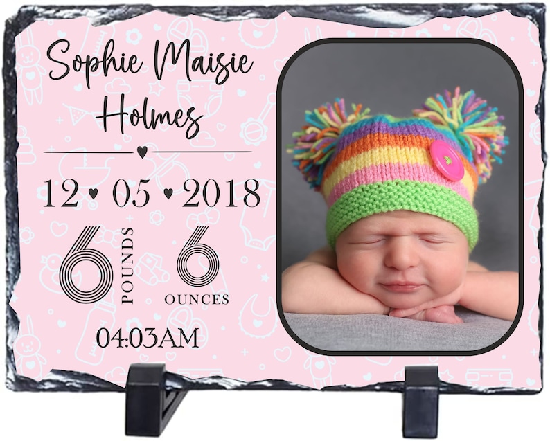 Personalised Baby Photo Slate With Birth Details, New Baby Gift for Mum ...