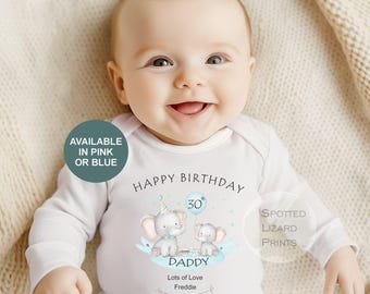 Daddy 30th Birthday Baby Outfit, Personalised Baby Vest From Baby, Dad 30th Birthday Gift, Birthday Babygrow Sleepsuit, Toddler T-Shirt