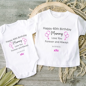 Happy 40th Birthday MUMMY Baby Girl / Boy Outfit (First Birthday 1st Birthday Mummy Mum Birthday l New Mum Gift | Love My Mum)