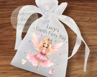 tooth fairy bag, personalised tooth bag, tooth fairy pouch, kids tooth bag, tooth fairy gift, fairy bag, tooth keepsake, tooth fairy