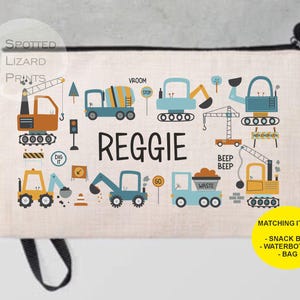 Trousse personnalisée pour garçons - Trousse d'école - Trousses pour enfants - Retour à l'école - Cartable - Digger - Trousse de construction