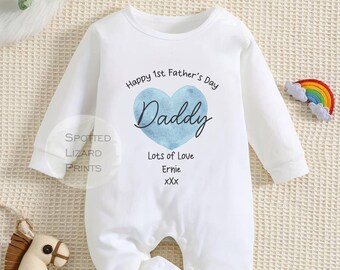 Personalised First Fathers Day Baby Outfit UK, Our First Fathers Day Babygrow, Daddy Gift From Baby, Custom Baby Vest Romper, New Dad Gift