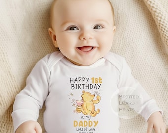 Happy Birthday Daddy Baby Outfit, Personalised Baby Vest, Dad Birthday Gift From Baby, Daddy Babygrow Sleepsuit, Kids Birthday T-Shirt