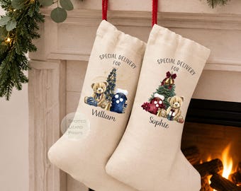 Calcetín navideño personalizado, calcetín con nombre, calcetín navideño familiar, regalo de Navidad para niños, calcetín festivo personalizado
