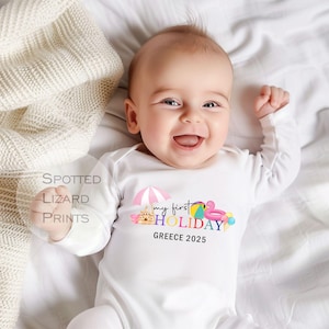 My first Holiday - Personalised Baby Vest - Personalised Babygrow - Personalised Holiday Gifts - Travel - Holiday souvenir - Holiday