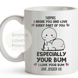 Caneca personalizada "Eu amo seu bumbum", caneca engraçada, presente para o(a) parceiro(a), caneca de bumbum, presente personalizado, ideia de presente atrevida, caneca "Eu te amo", presente de Dia dos Namorados