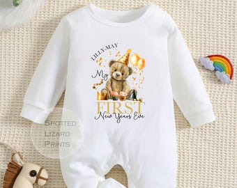 Personalisiertes erstes Silvester Baby Outfit - Mein erster Silvester Schlafanzug oder Weste - 1