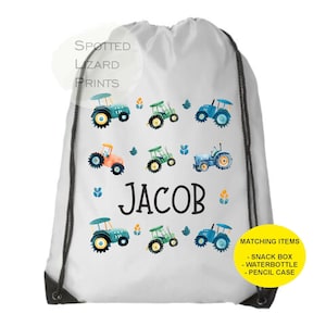 Sac à cordon personnalisé pour tracteur - Sac d'école pour enfants - Sac de natation - Retour à l'école - Sac à cordon pour enfants - Sac en PE - Kit