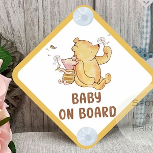Winnie the Pooh Baby on Board Car Sign - Baby on Board | Child on Board - Pregnancy announcement - Baby Sign - Gift for Mum - Baby due