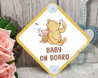 Winnie Puuh Baby on Board Schild – Baby on Board | Kind an Bord - Schwangerschaftsmitteilung - Baby Zeichen - Geschenk für Mama - Baby Geburt
