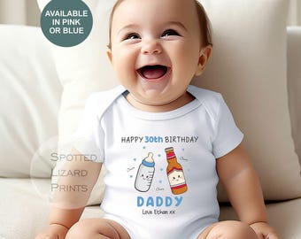 Personalised 30th Birthday Daddy Baby Outfit, Dad 30th Gift from Baby, Baby Vest Rompersuit T-Shirt, Happy 30th Daddy Outfit, New Dad Gift