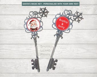 Personalised Santa Key, Magic Key for Father Christmas, Christmas Eve Box and Stocking Filler, Key for Houses or Flats with no Chimney!