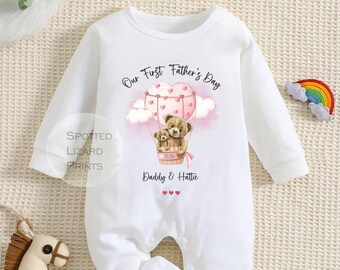 Personalised First Fathers Day Baby Outfit UK, Our First Fathers Day Babygrow, Daddy Gift From Baby, Custom Baby Vest Romper, New Dad Gift